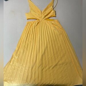 Yellow Pleated Maxi Dress